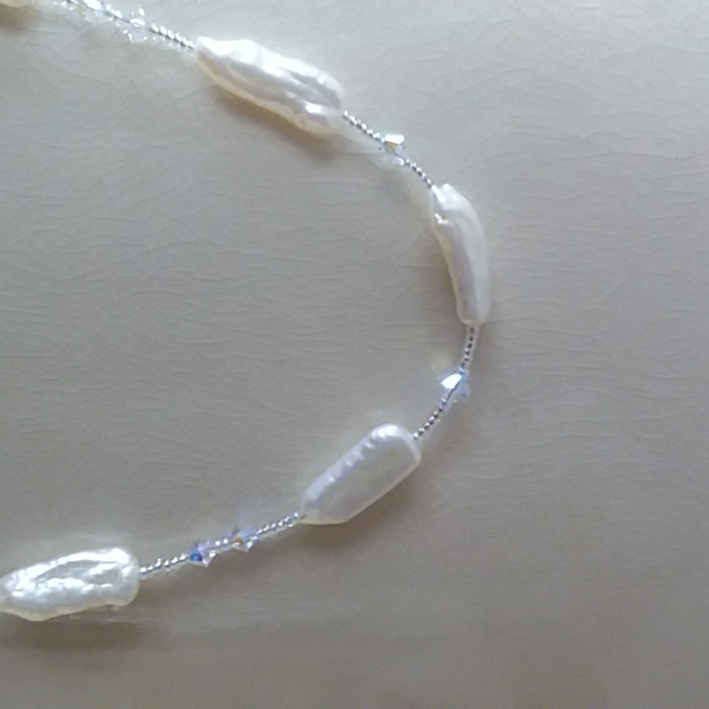 Ann Taylor Ivory and Crystal Beaded Necklace - Picture 4 of 6